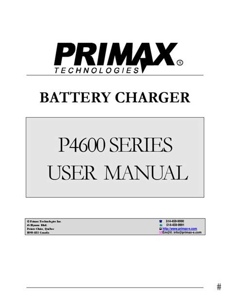 6 Metering and monitoring system. . Primax battery charger p4600 manual